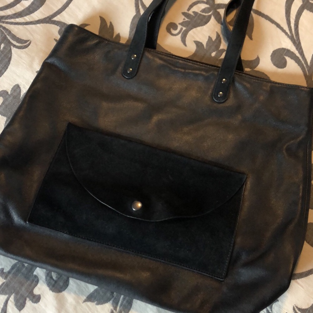 Eileen Fisher Black Leather Purse Handbag CC34
